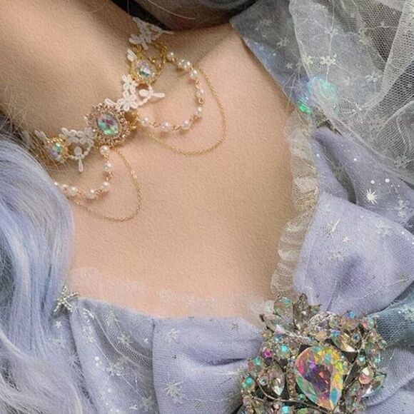 NWOT Lolita Marie Antoinette Choker Collar Necklace AB Crystal - Picture 2 of 4